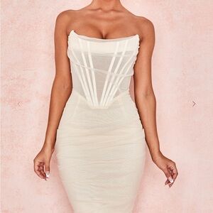 House of CB Cream Strapless Dress